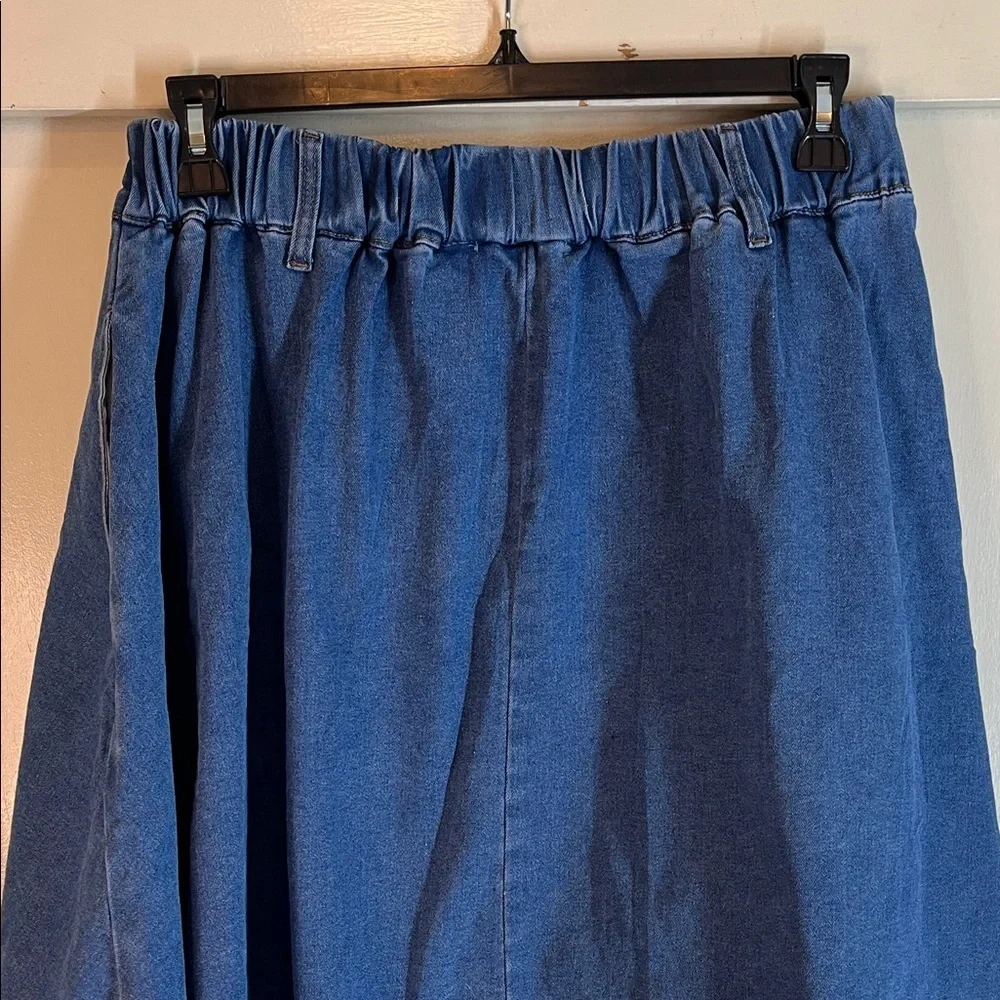 Belle Poque NWT Classic Blue Full A-Line Denim Skirt with pockets SZ L
